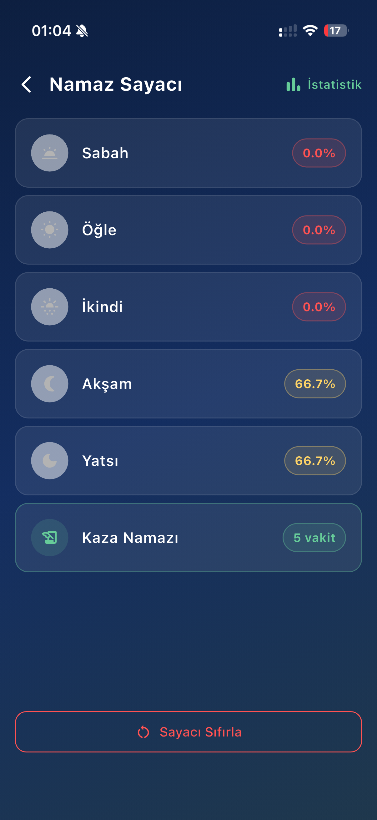 Ezan Vakti Lite — Namaz sayacı ekranı