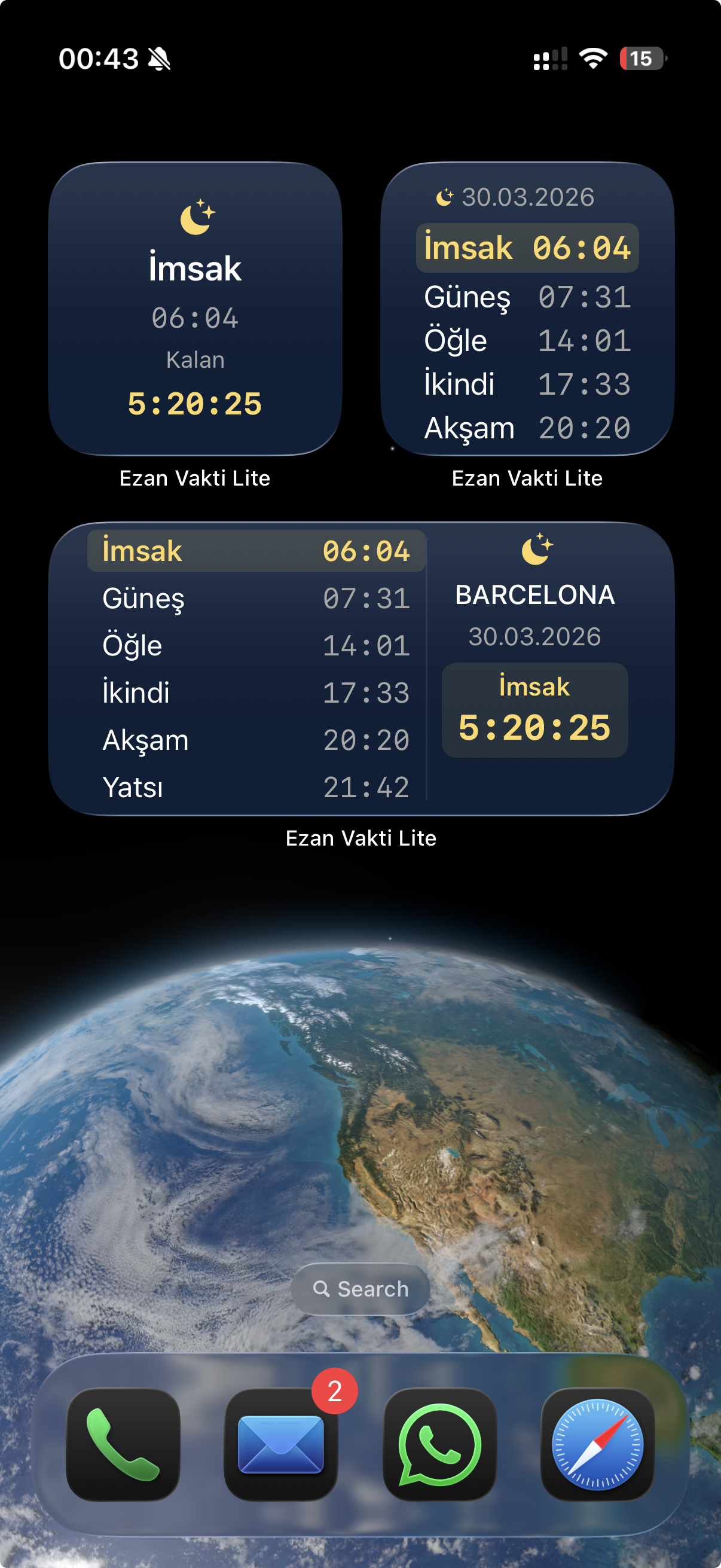 Ezan Vakti Lite — Widget ve canlı aktivite ekranı